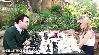 Nerdy teen Kali Roses loses bet, forced to show her pierced tits outdoors