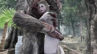 Dark Elf gets fucked by a massive Troll cock