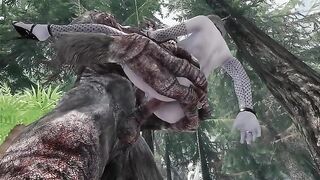 Dark Elf gets fucked by a massive Troll cock