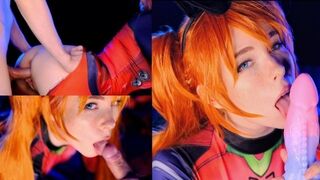 Asuka Langley is a total slut who loves to fuck and suck cock
