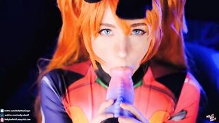 Asuka Langley is a total slut who loves to fuck and suck cock