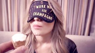A lost beauty, Dozza, got cum in her mouth during an intense POV blowjob session