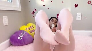 Latina hottie Violet Myers, a real-life hentai girl, enjoys solo sex on Valentine's Day