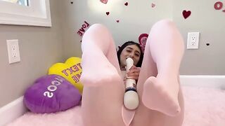 Latina hottie Violet Myers, a real-life hentai girl, enjoys solo sex on Valentine's Day