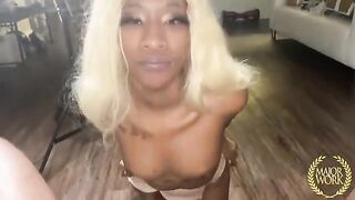 Miniature stallion gets his long cock hammered by a gorgeous hottie
