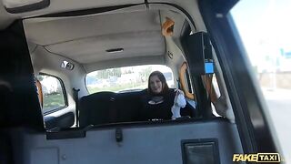 A hot girl in fishnets gets fucked hard by a big cock in Fake Taxi