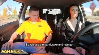 A fake driving school instructor cheats with his student in a steamy encounter