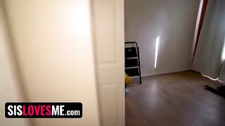 Guy caught his step sister performing a naughty show on her computer