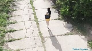 Public Agent spies on a hot babe taking a piss with his drone, then fucks her