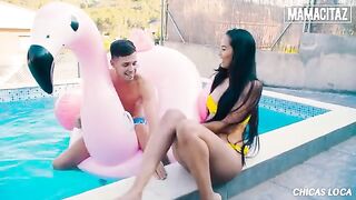 Petite brunette Andreina Deluxe enjoys sex with a big guy