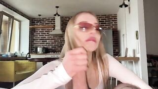 Nice babe has sex with her boyfriend, she wears sexy glasses