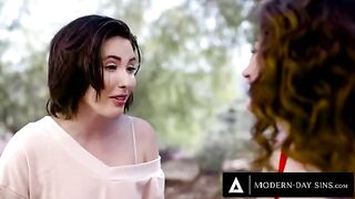 Casey Calvert and Arabelle Raphael share cock in a messy threesome