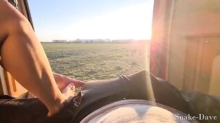 Fucking in the car on the road with the door open