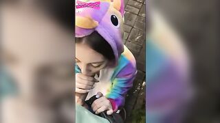 A girl ran away after getting fucked outdoors by two guys