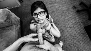 French instrumental music and black and white style porn audition with Mia Khalifa