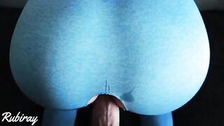 A girl in ripped yoga pants gets fucked doggy style before cumming on her pussy
