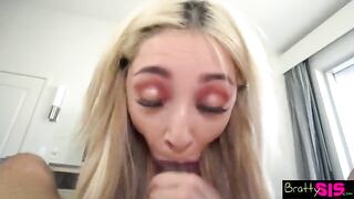 Short girl has sex with her stepbrother, showcasing her petite frame in action