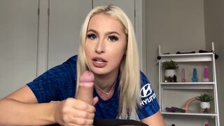 Petite blonde gets her pussy smashed in doggy after winning a trophy