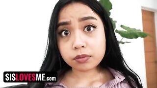 The lucky stepbrother fucks his stepsister to keep her secret, she’s busty and curvy