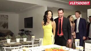 A rough orgy gets started at a college party with eager participants