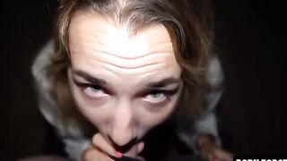 Petite teen Mona Blue gets her throat full of cum after a wild bj session