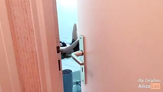 I spy on my stepsister while she masturbates then I offered her my cock and she accepted!