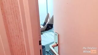 I spy on my stepsister while she masturbates then I offered her my cock and she accepted!