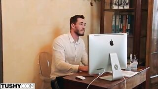 Nancy satisfies her anal sex fantasies with a coworker
