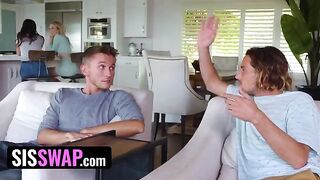 Two step sisters fucked hard by their stepbrothers in a steamy swap