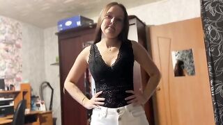 A young and sexy tattooed girl was caught cheating with a delivery man
