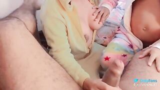A trio with a pregnant woman of 6 months, who takes great pleasure