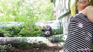 German guy fucked Turkish mature with huge boobs in public
