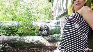 German guy fucked Turkish mature with huge boobs in public