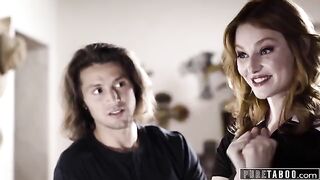Manipulated Lacy Lennon fucks her widowed husband in a taboo scene
