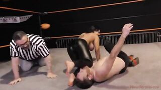 Gorgeous brunette Nadia White dominates her man in a fierce match