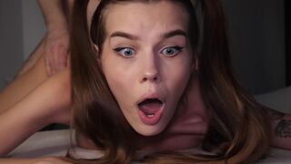 OMG, IT'S BIG! Petite teen struggles during rough anal sex