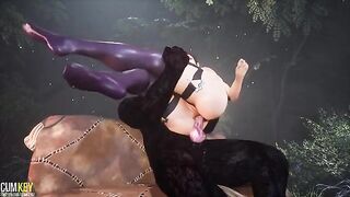 Fella fucks with a wild werewolf using his huge dick