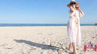 First time posing nude and having sex on the public beach
