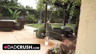 Fit stepdaughter allows dad to explore her body by the pool