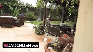 Fit stepdaughter allows dad to explore her body by the pool