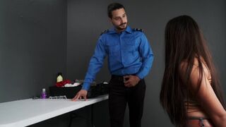 The officer checked my bag and found the toy, so he took me to his office