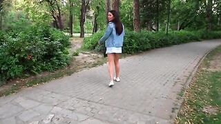 Quick and passionate sex in the park with a risk of being caught