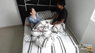 A cutie secretly fucks her friend in his room, a hidden camera captures it all