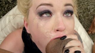 A blonde woman with a big ass fucks deeply in her pussy
