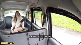 A hot young babe gets into the taxi, and the driver takes charge