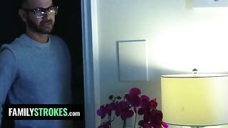 Redhead stepdaughter Vanna Bardot pleases her stepdad in a taboo scene