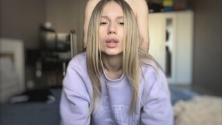 The appetizing woman shows her body to her boyfriend and he came
