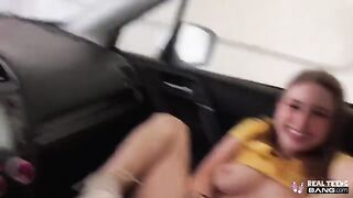 Skinny teen Laney Grey gets her hairy pussy railed deep in POV style