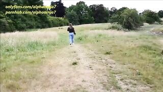 Couple gets fucked outdoors in the park, she loves it!