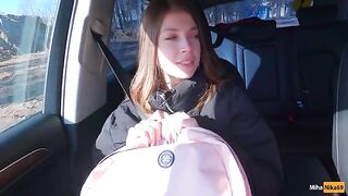 I met a cute girl hitchhiking, offered her a ride and some cash - Public Agent
